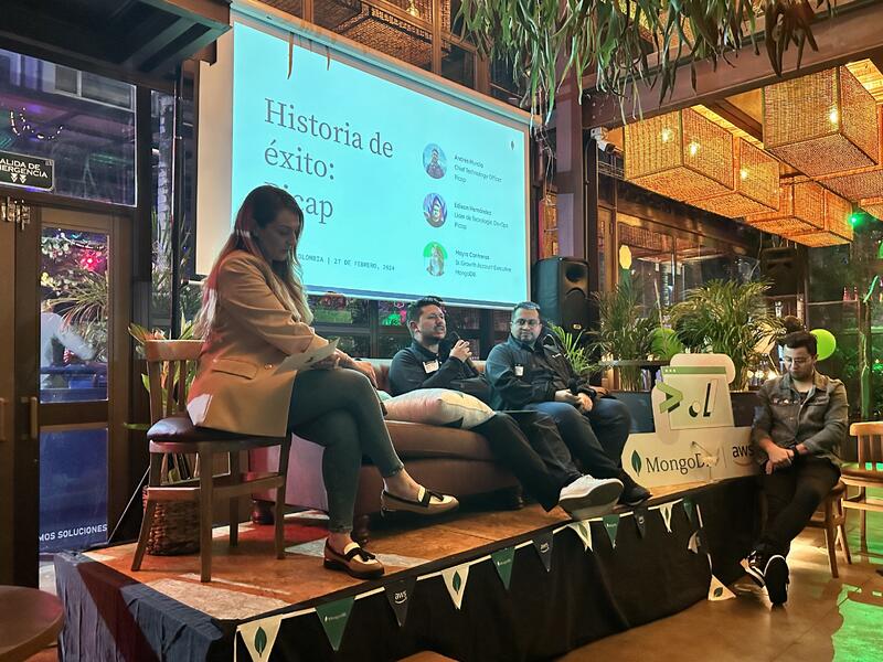 Andres speaking at MongoDB Success Story event in Bogota